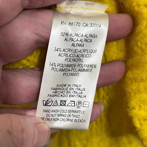 Anthropologie Sleeping On Snow Bright Lights Yellow Alpaca Blend Pull On Sweater - Picture 10 of 13